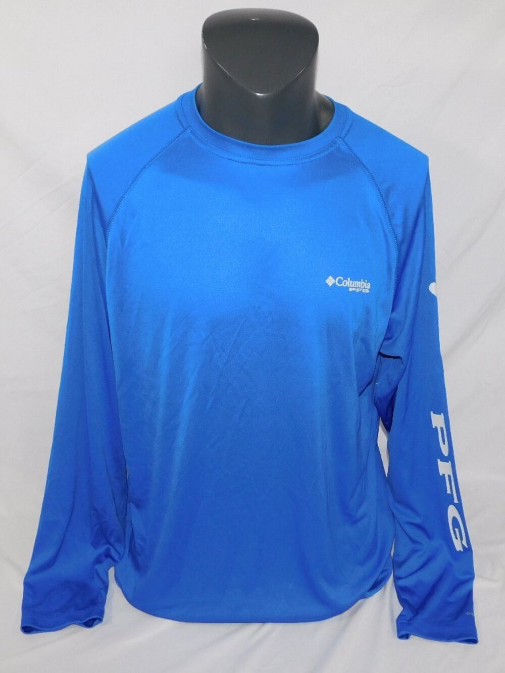Columbia PFG Mens White Terminal Tackle Long Sleeve Shirt Fishing UPF M Blue